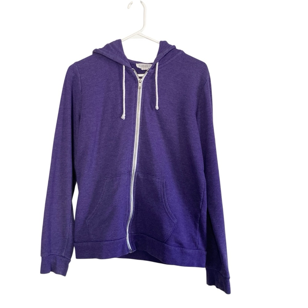 Forever 21 Purple Zip-Up Hoodie Women’s Casual Lightweight Sweatshirt